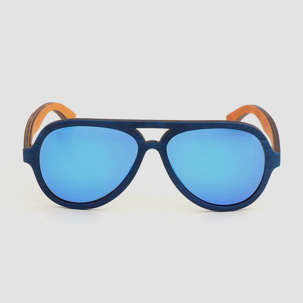 Eco Friendly Unisex Wooden Sunglasses Aviator Blue