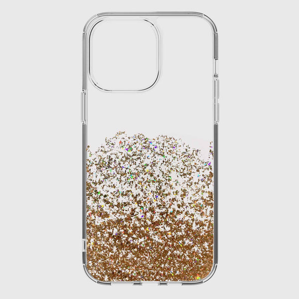 iPhone 14 Pro Gold Glitter Clear Case
