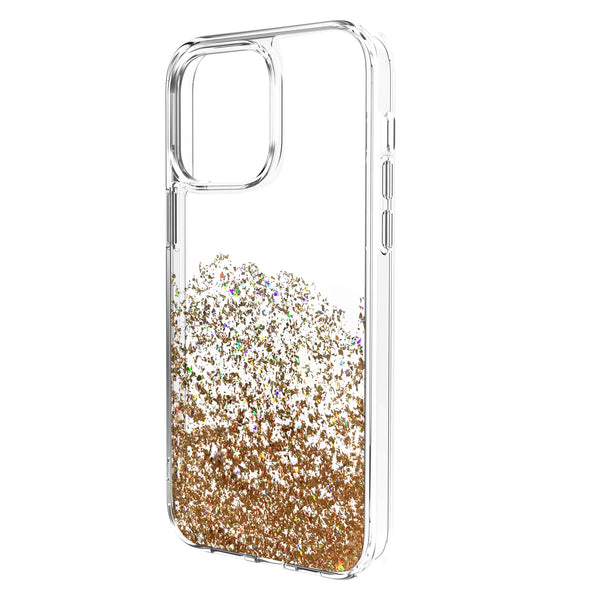 iPhone 14 Pro Gold Glitter Clear Case