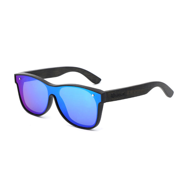 Eco Friendly Unisex Wooden Sunglasses Blue/Black