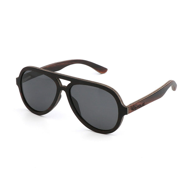 Eco Friendly Unisex Wooden Sunglasses Aviator Black