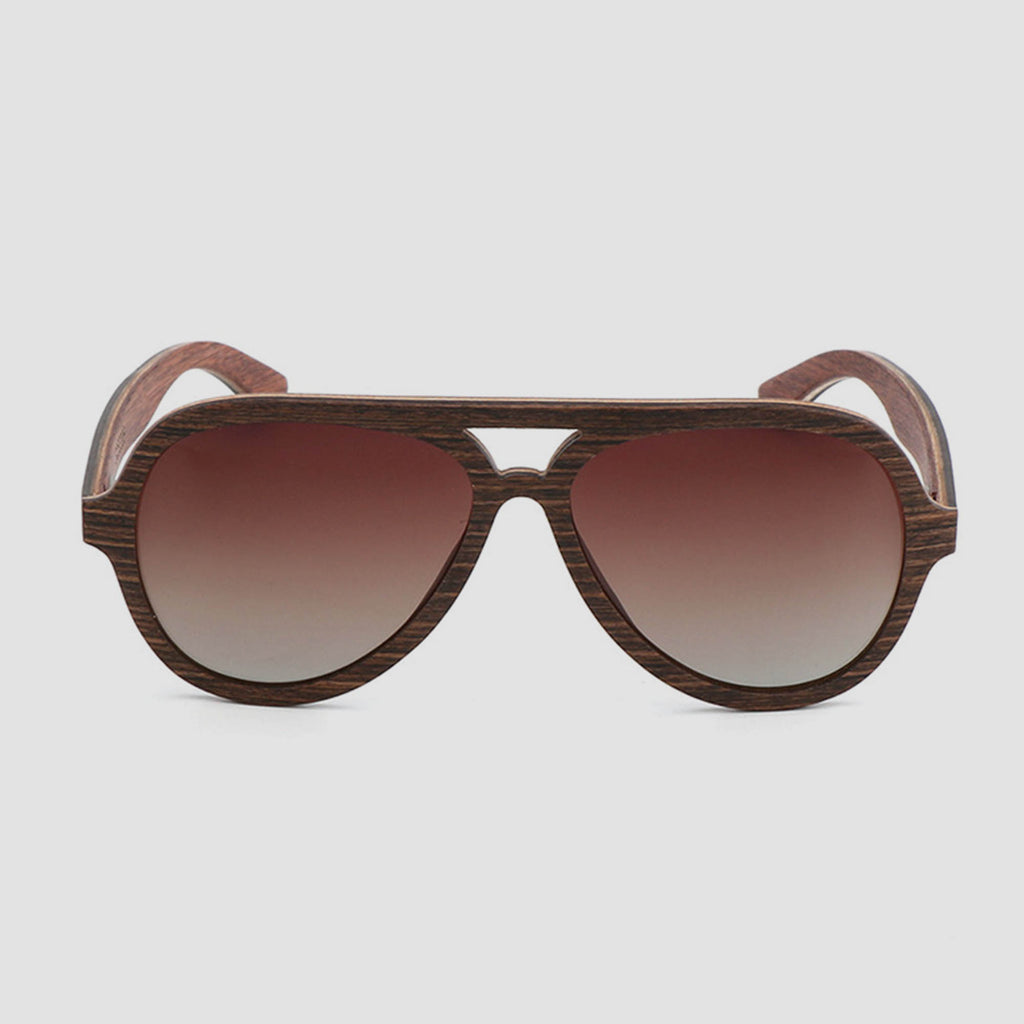 Eco Friendly Unisex Wooden Sunglasses Aviator Dark Brown
