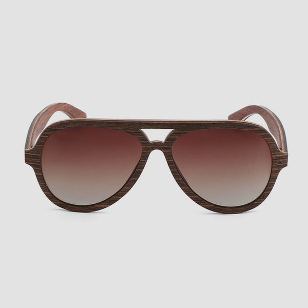 Eco Friendly Unisex Wooden Sunglasses Aviator Dark Brown