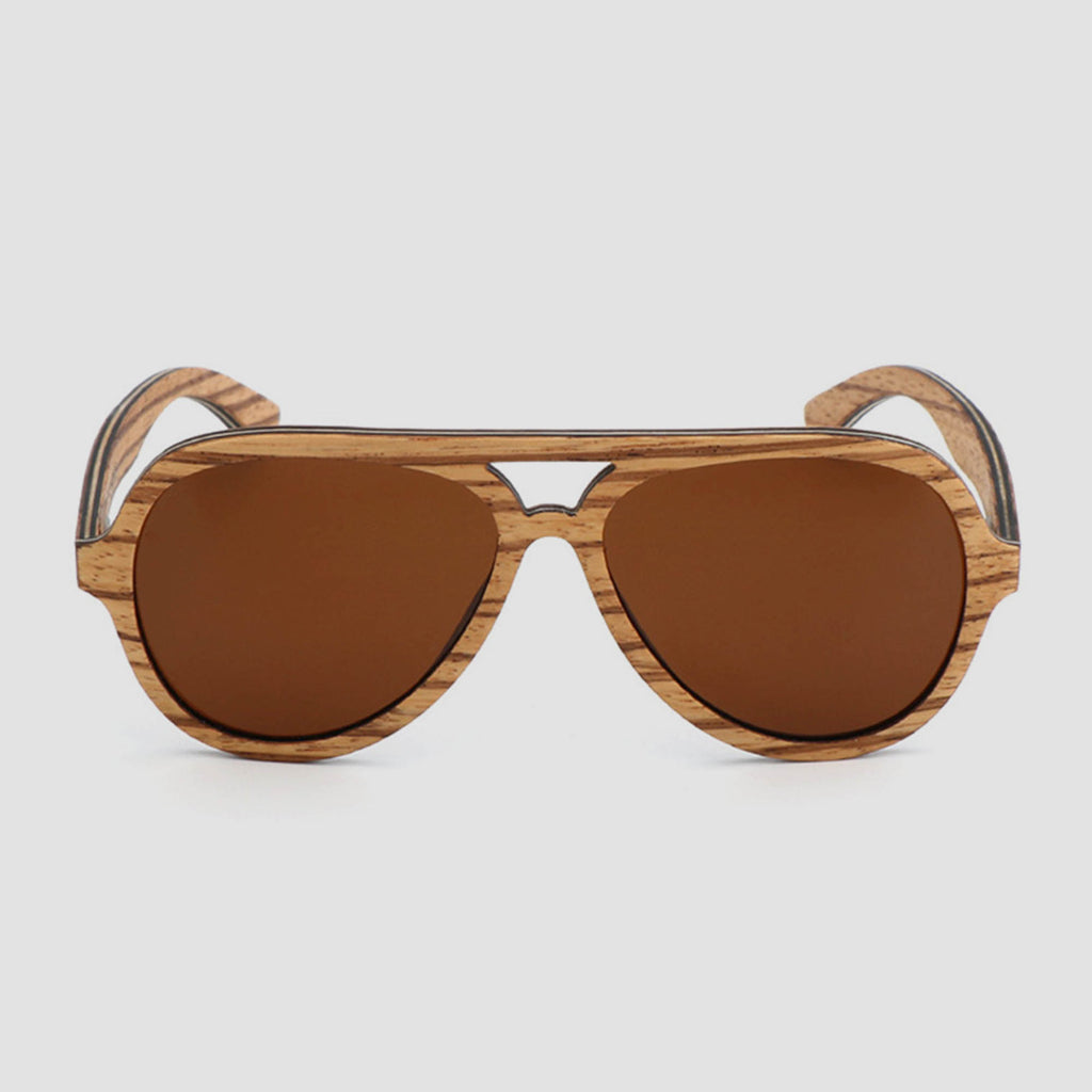 Eco Friendly Unisex Wooden Sunglasses Aviator Tan
