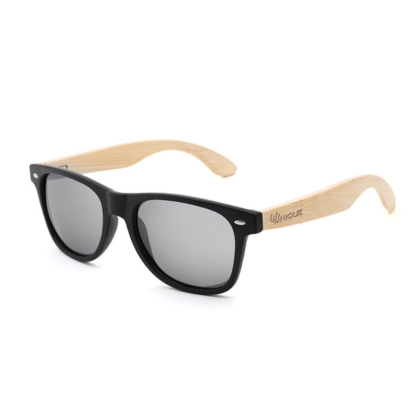 Eco Friendly Unisex Wooden Sunglasses Black/Tan