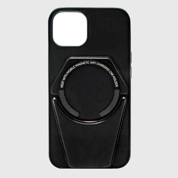 iPhone 14 Vegan Leather  Magnetic Wireless Charging  Hidden Stand Case