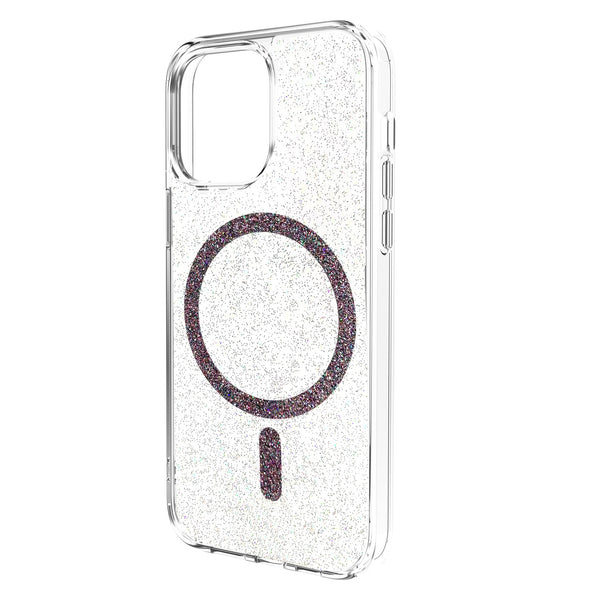iPhone 14 Pro Max  Sparkling Clear Case with Magnetic Ring for MagSafe Wireless Charging