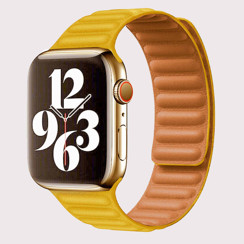Vegan PU Leather Yellow Apple Watch Band 38/40/41 mm