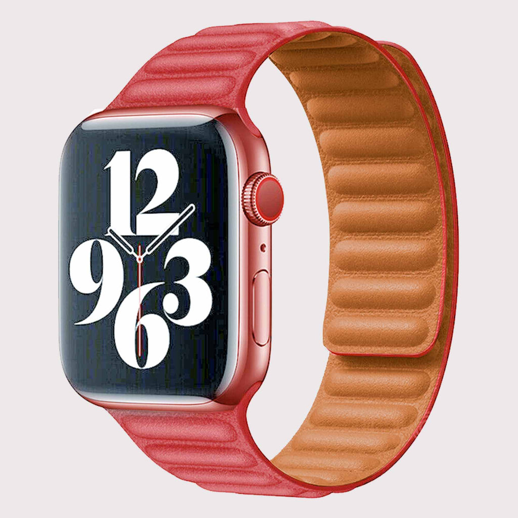 Vegan PU Leather Red Apple Watch Band 38/40/41 mm