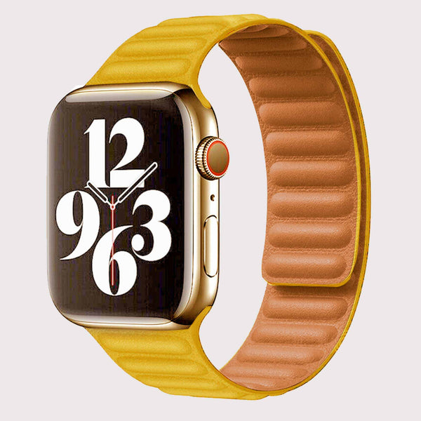 Vegan PU Leather Yellow Apple Watch Band 42/44/45 mm